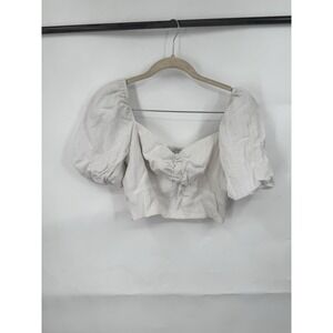 Willow Cropped Puff Bubble Sleeve Top Women S Ivory Coquette Preppy Whimsical